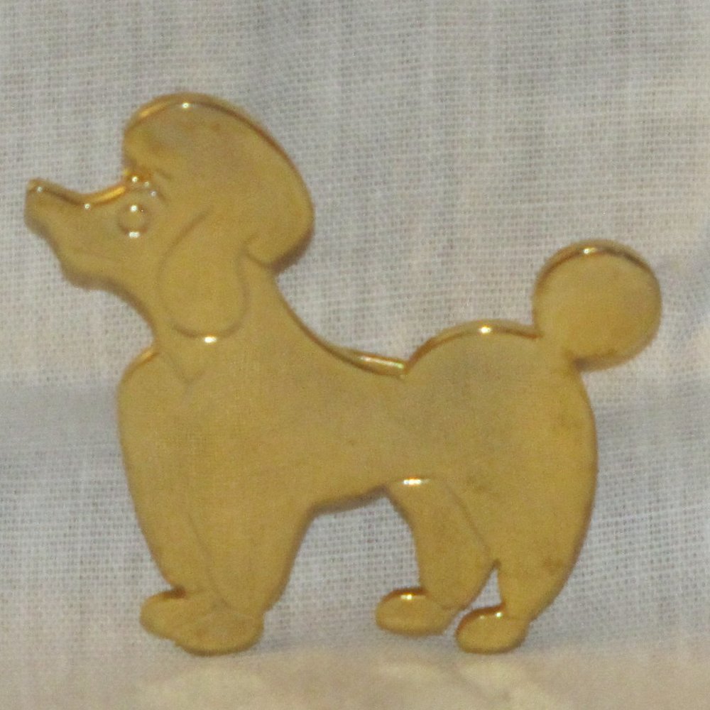 Gold Tone Poodle Brooch